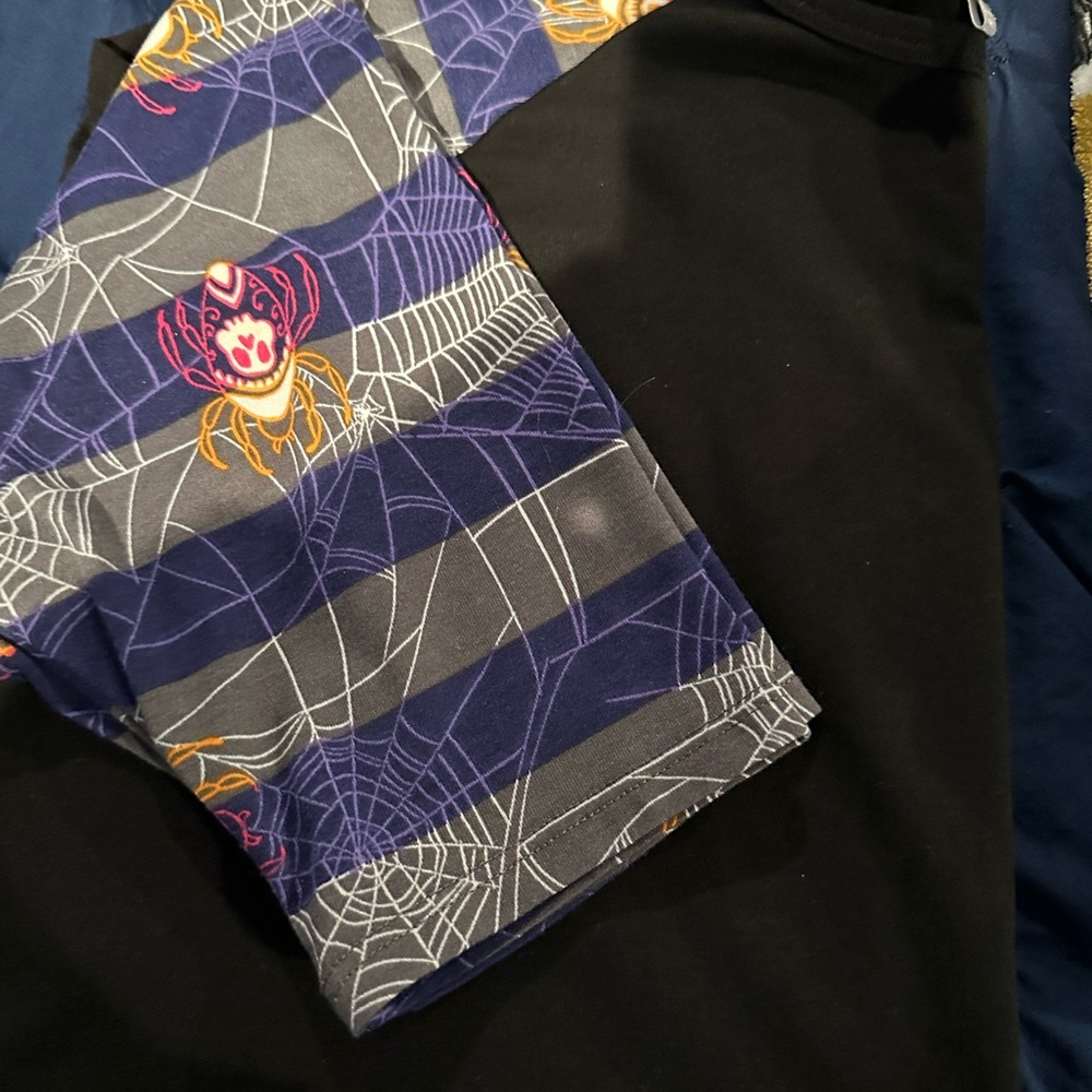 LuLaRoe Black and Purple Spider Web Top